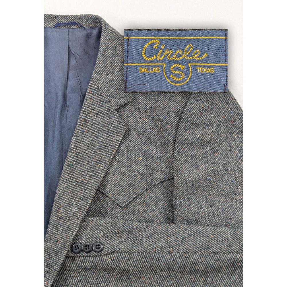 Vintage Circle S Mens Sport Coat 44L Western Yoke Gray Suit Jacket Made in USA